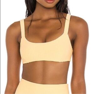 l*space Pale Yellow Ribbed Bikini Top